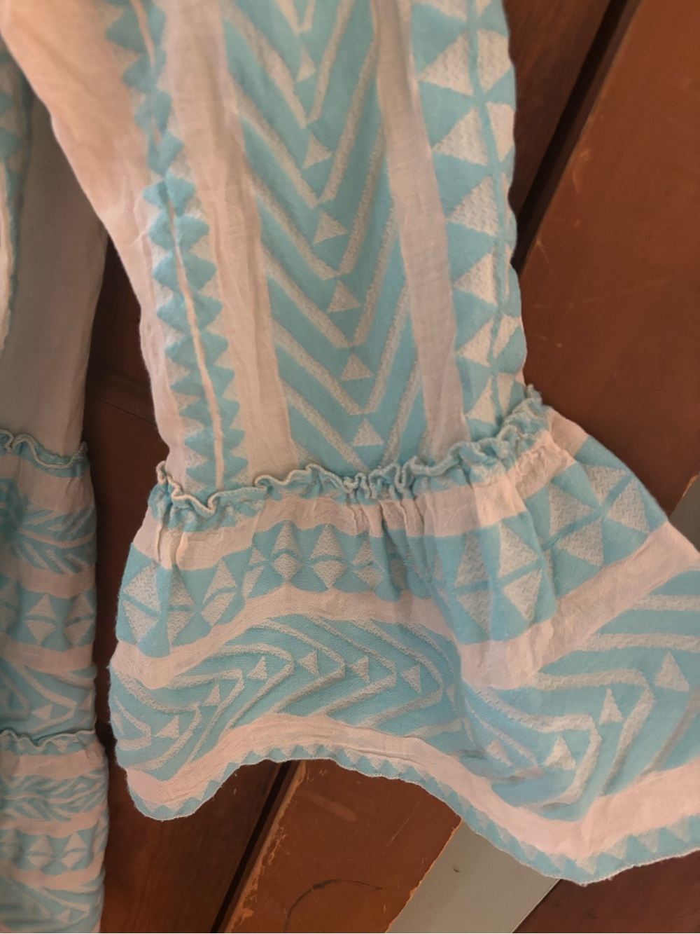 Devotion Twins Ella Embroidered Tunic Dress Neon TurquoiseBlue White Boho Resort - Picture 5 of 9
